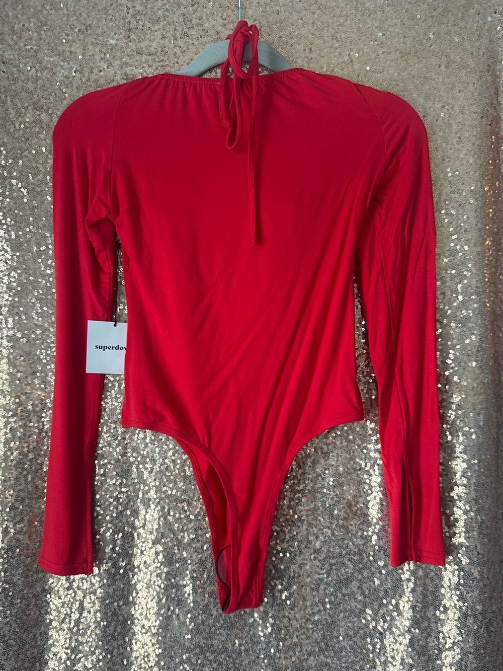 superdown Red Long-Sleeve Halter Ruched Bodysuit - Picture 2 of 3